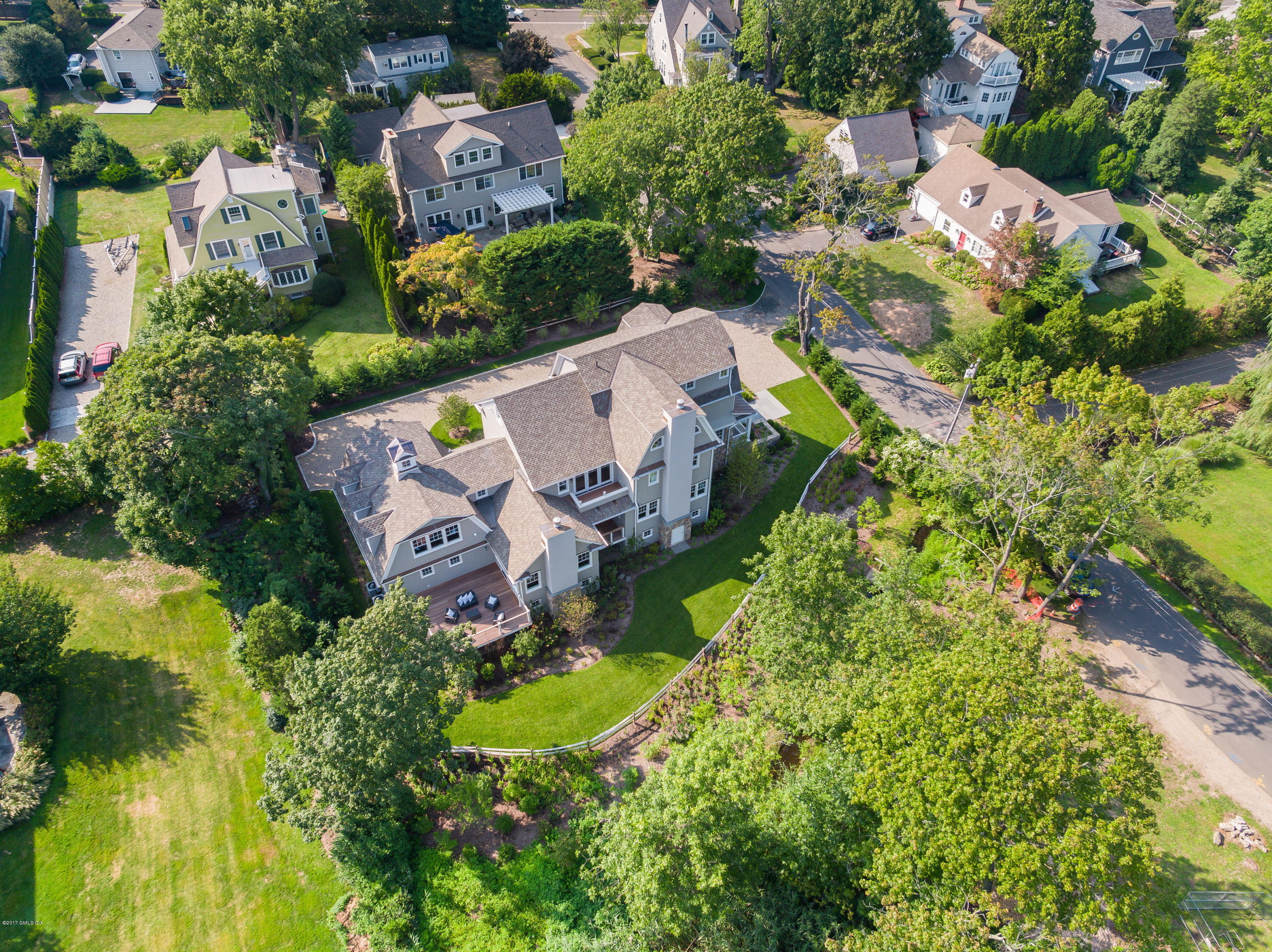 12 Ballwood Road Old Greenwich, CT 06870 - Photo 19 of 25 an aerial view of residential house with outdoor space and swimming pool