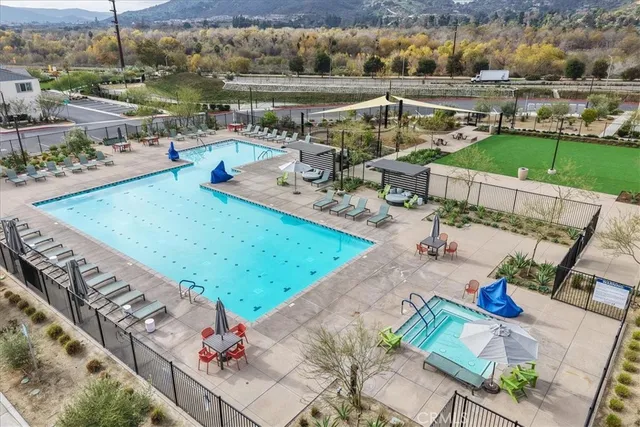 a view of a terrace with furniture