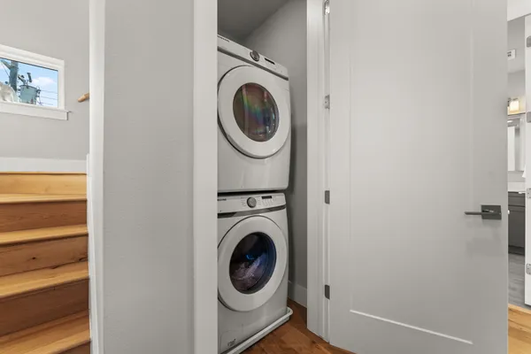 a utility room with dryer and washer