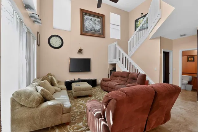 a living room with furniture