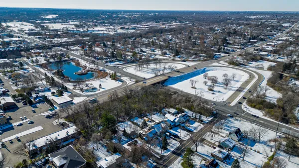 an aerial view of a city