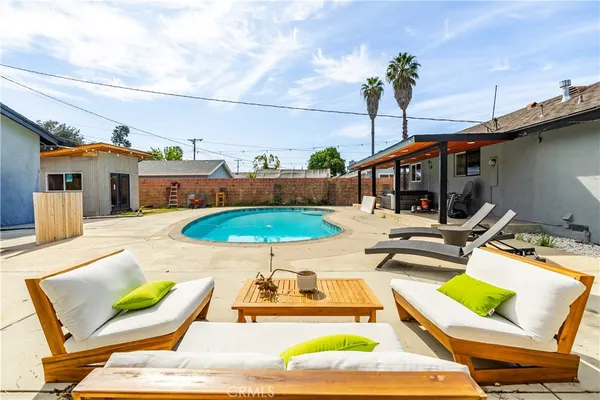 a view of a house with a patio
