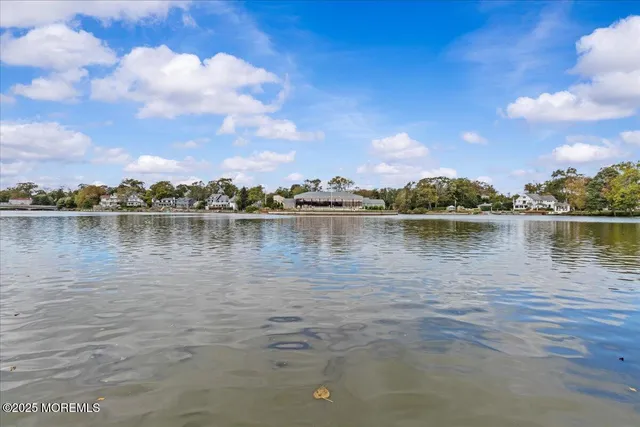 a view of a lake with houses in the back
