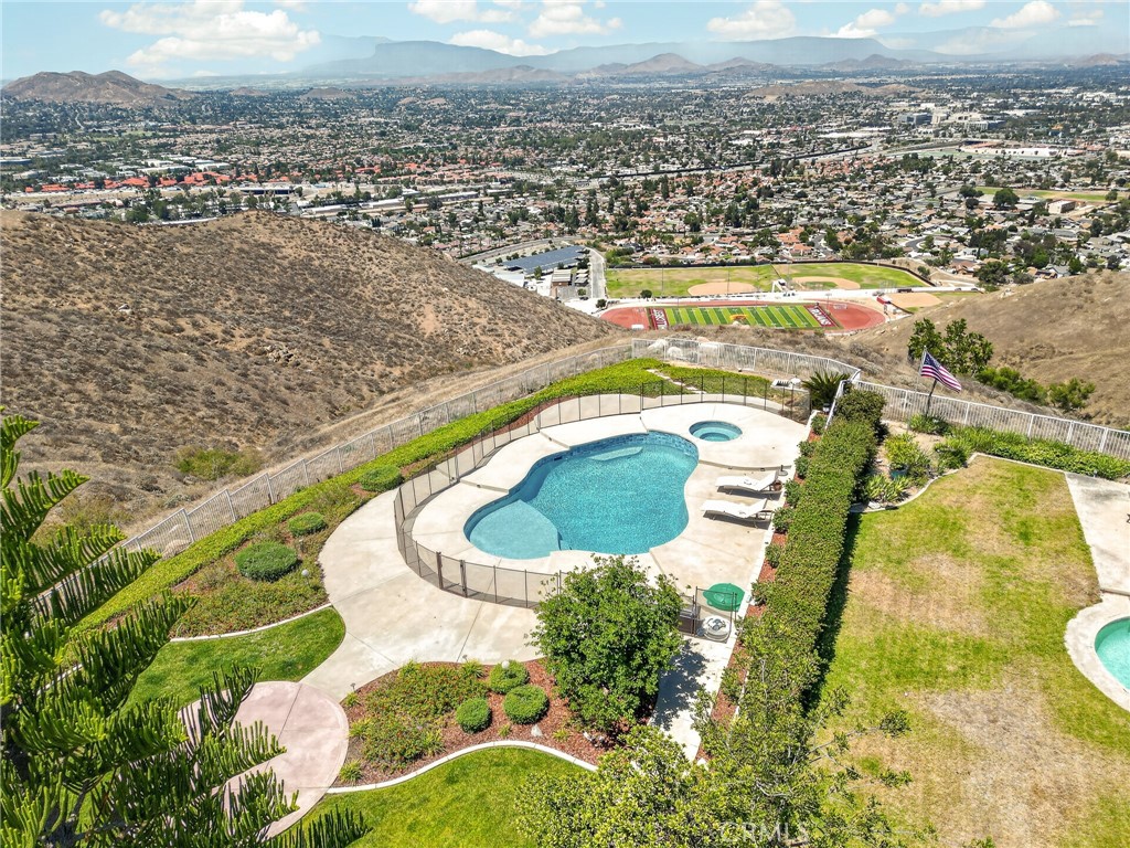 16318 Sun Summit Drive Riverside, CA 92503 - Photo 41 of 47 Back yard pool and view arial shot 16318 sun summit drive, riverside, california 92503