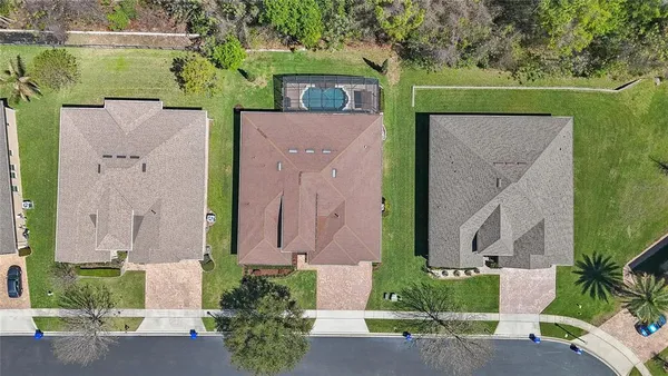an aerial view of a house