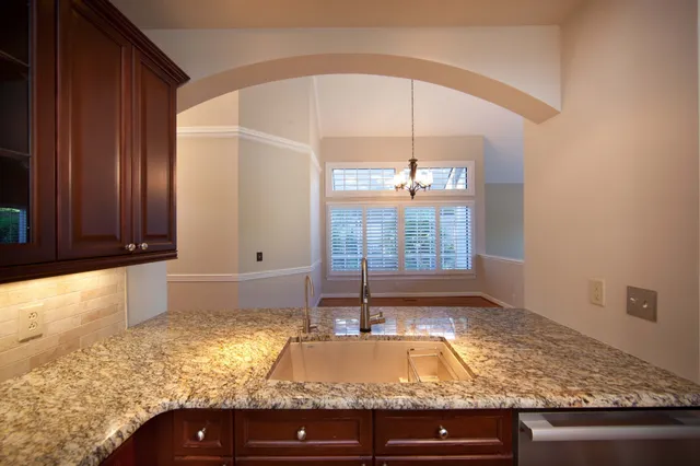 a view of a kitchen counter top space