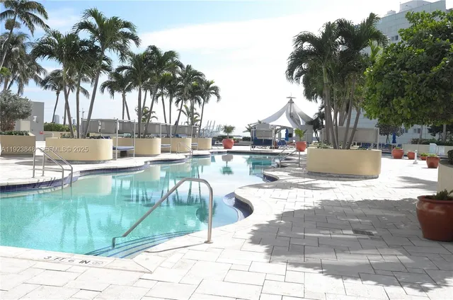 a view of a backyard with palm trees