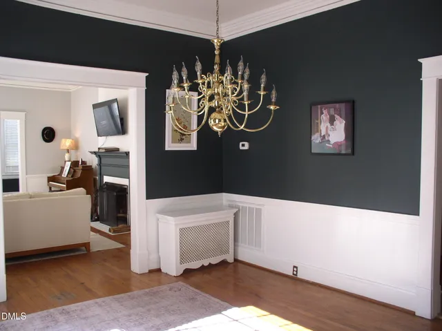 a view of a room with a large window