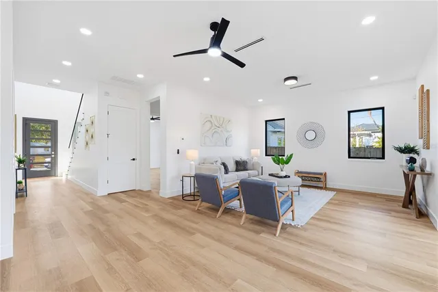 a living room with furniture