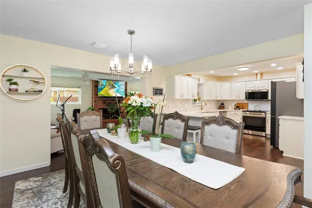 a view of a dining room and livingroom view
