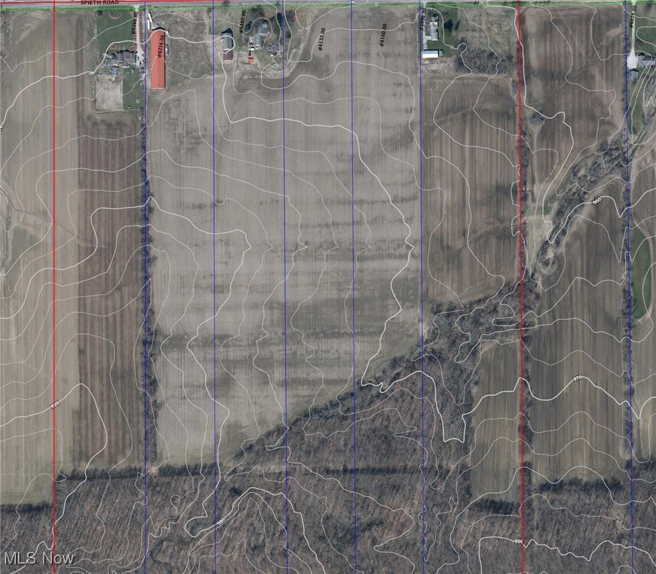 6216 Spieth Road Medina, OH 44256 - Photo 7 of 7 Otho photo of the orgina 60 acres split into 4 sublots with contours. The pole barn is in the top left of the photo. The woods are at the bottom.