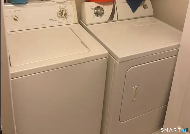 a close up view of washer and dryer