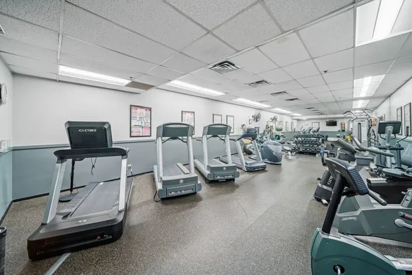 a view of a room with gym equipment
