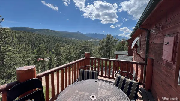 a view of a two chairs in the balcony