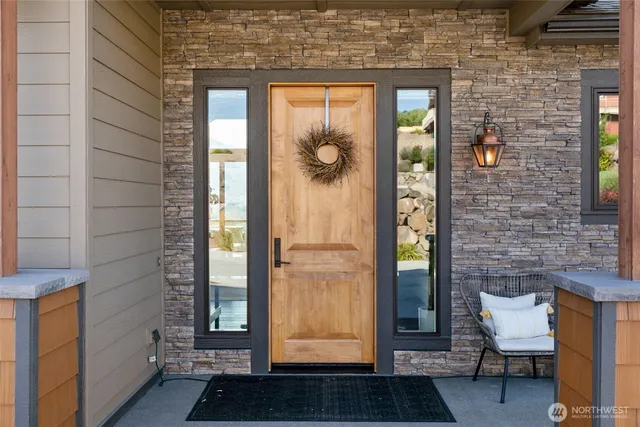 a front view of a house with a window