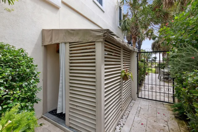 a view of a pathway in a garden