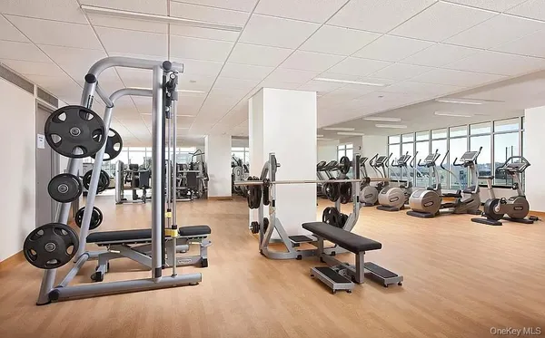 a view of a room with gym equipment