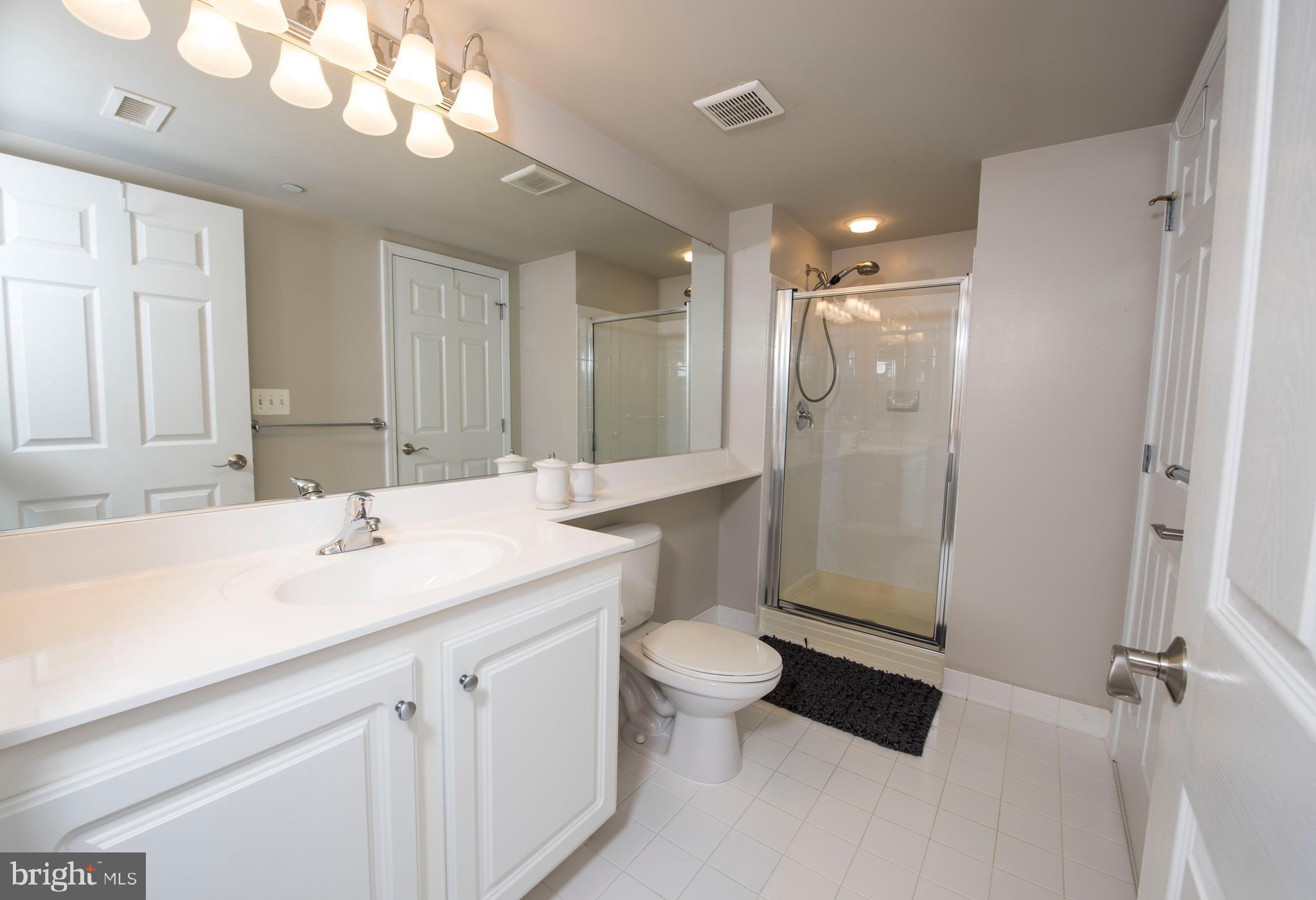 11710 Old Georgetown Road, Unit 1330 North Bethesda, MD 20852 - Photo 18 of 29 a bathroom with a sink a toilet a mirror and shower