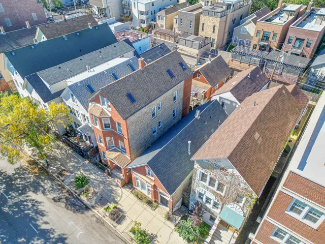 an aerial view of a house