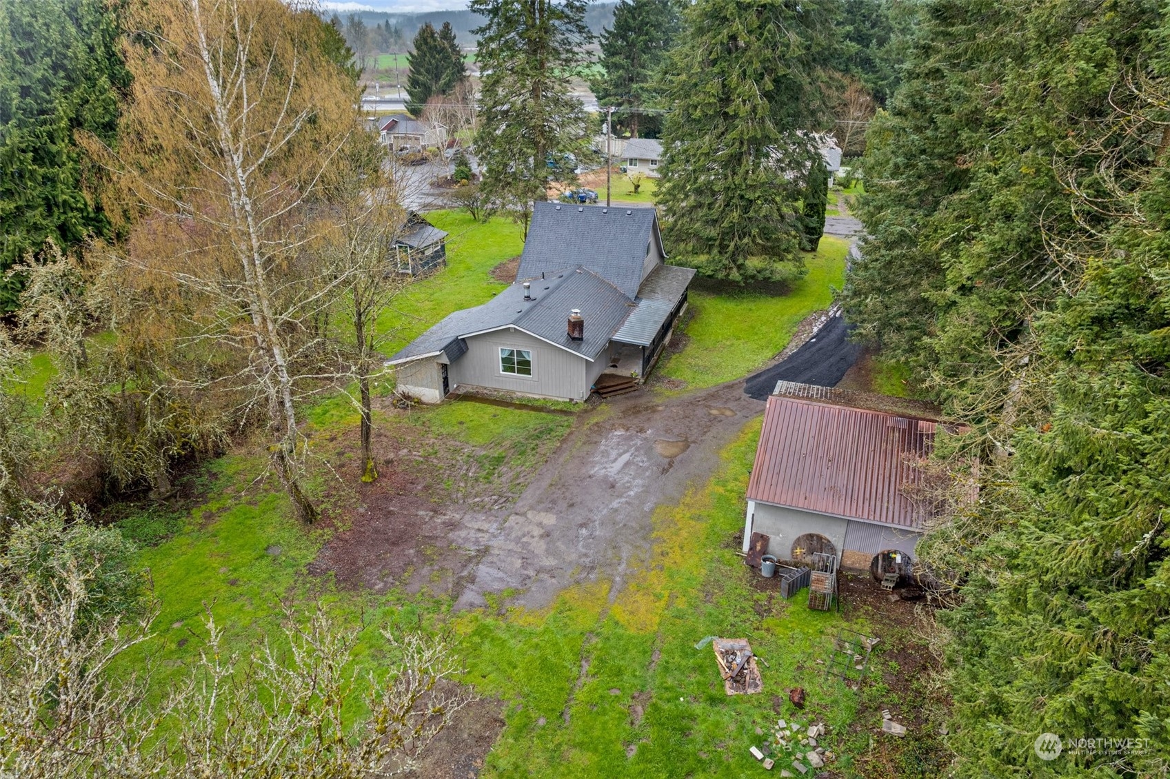 1212 Long Road Centralia, WA 98531 - Photo 6 of 40 an aerial view of a house with a garden