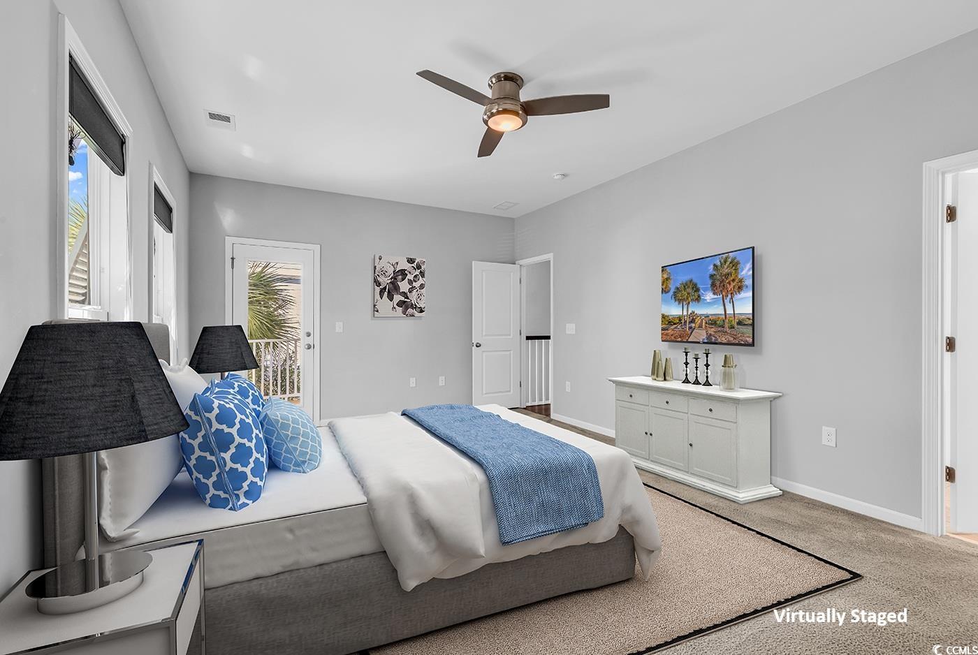 161 Splendor Circle Murrells Inlet, SC 29576 - Photo 13 of 37 Bedroom featuring access to exterior and a ceiling fan