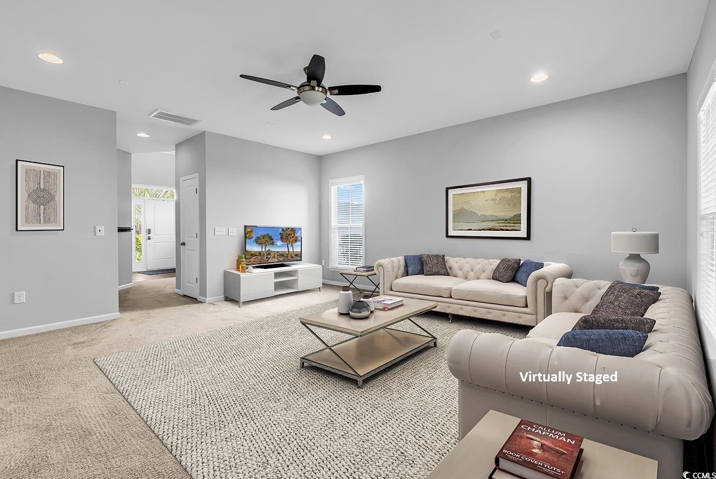161 Splendor Circle Murrells Inlet, SC 29576 - Photo 23 of 37 Spare room with light colored carpet, recessed lighting, and ceiling fan