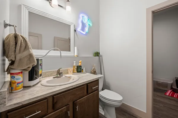 a bathroom with a sink and a toilet