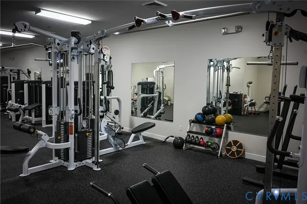 a view of a room with gym equipment