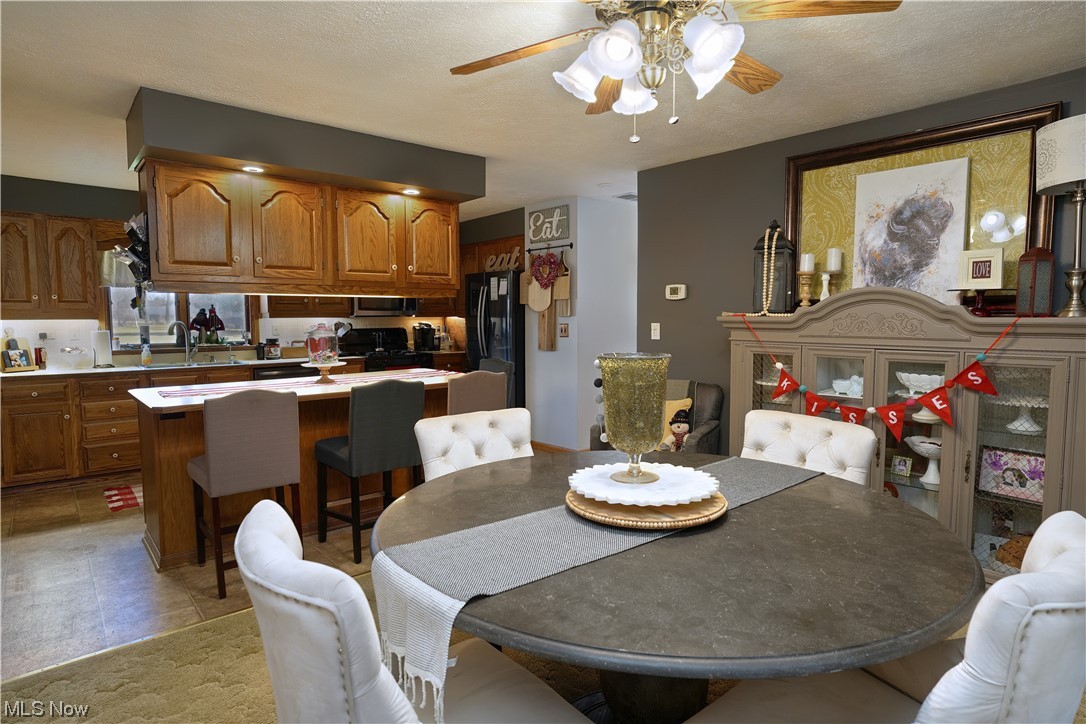 4061 Marks Rootstown, OH 44272 - Photo 10 of 25 Tiled dining space with ceiling fan and sink