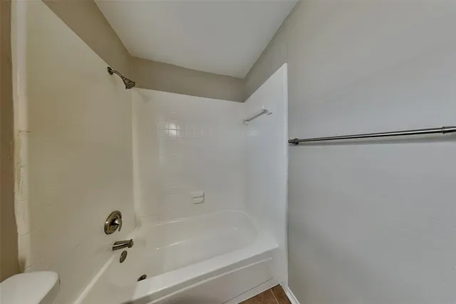 a bathroom with a bathtub