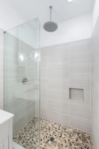 a front view of a building with street