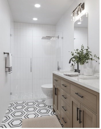 31 Boardman Street, Unit 2 Boston, MA 02128 - Photo 5 of 8 a bathroom with a granite countertop sink toilet and shower