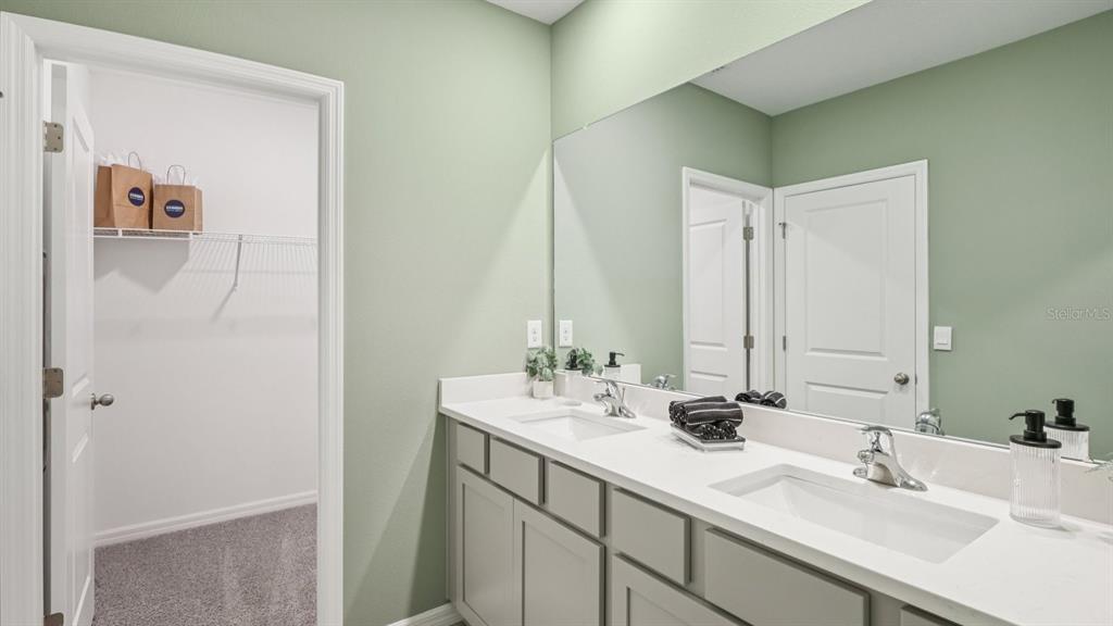 32507 Welling Blade Loop Wesley Chapel, FL 33545 - Photo 22 of 39 a bathroom with double vanity sinks and a mirror