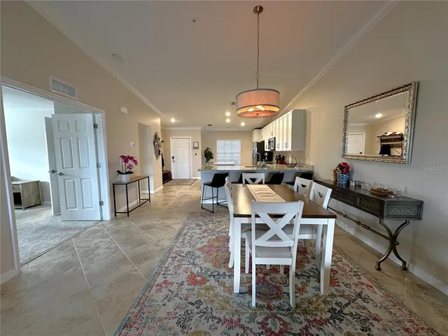 a view of a dining area with furniture