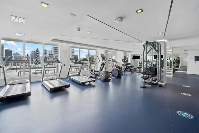 a view of a room with gym equipment