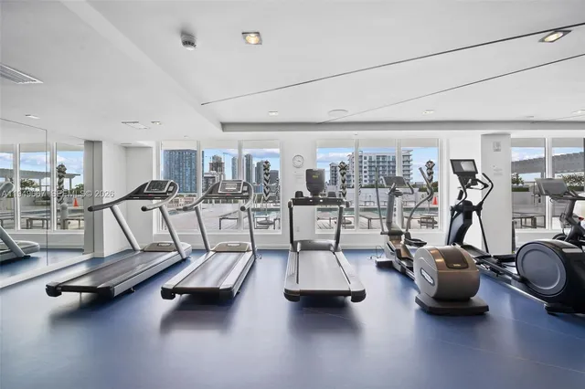 a view of a room with gym equipment