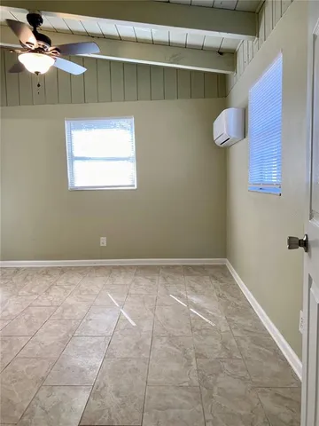 a view of a room with racks on the wall