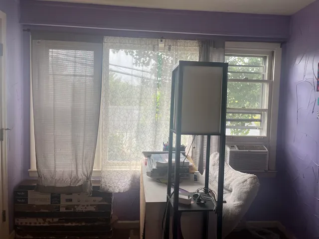 a bathroom with a window