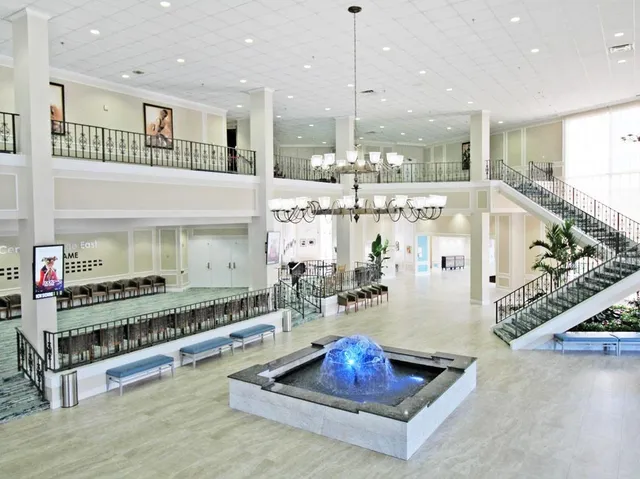 a view of a table and chairs in a room