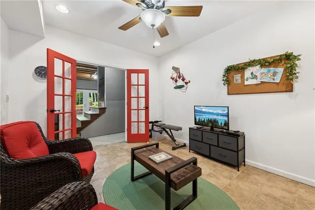 a living room with furniture