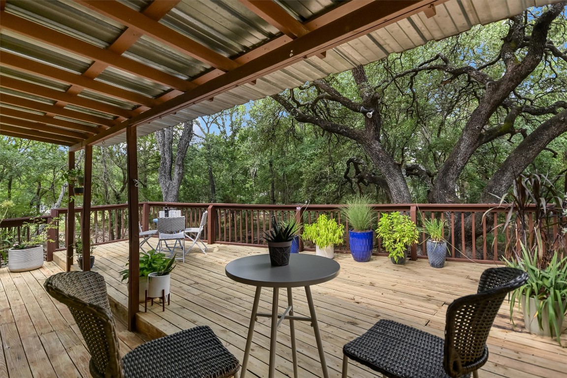 a view of a patio on the roof deck
