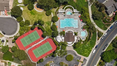 an aerial view of a house