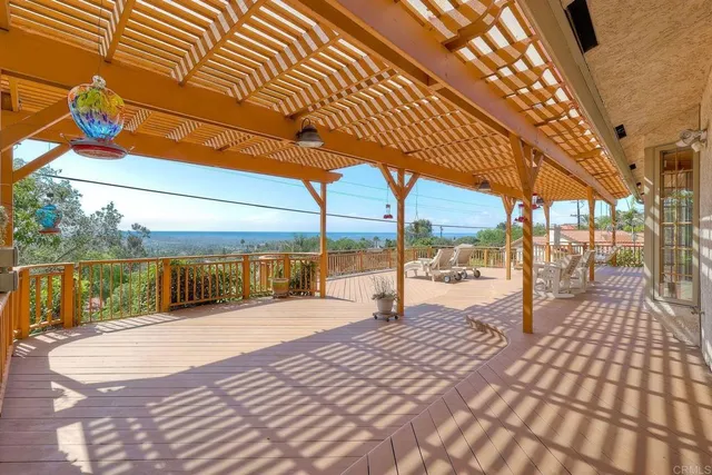 a view of a swimming pool with a patio