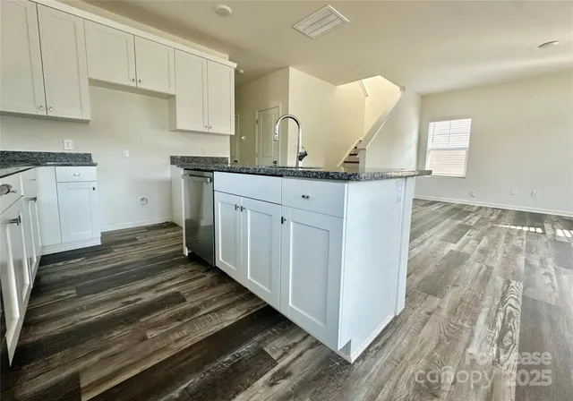 a kitchen with a sink and cabinets