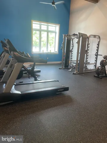 a view of a room with gym equipment