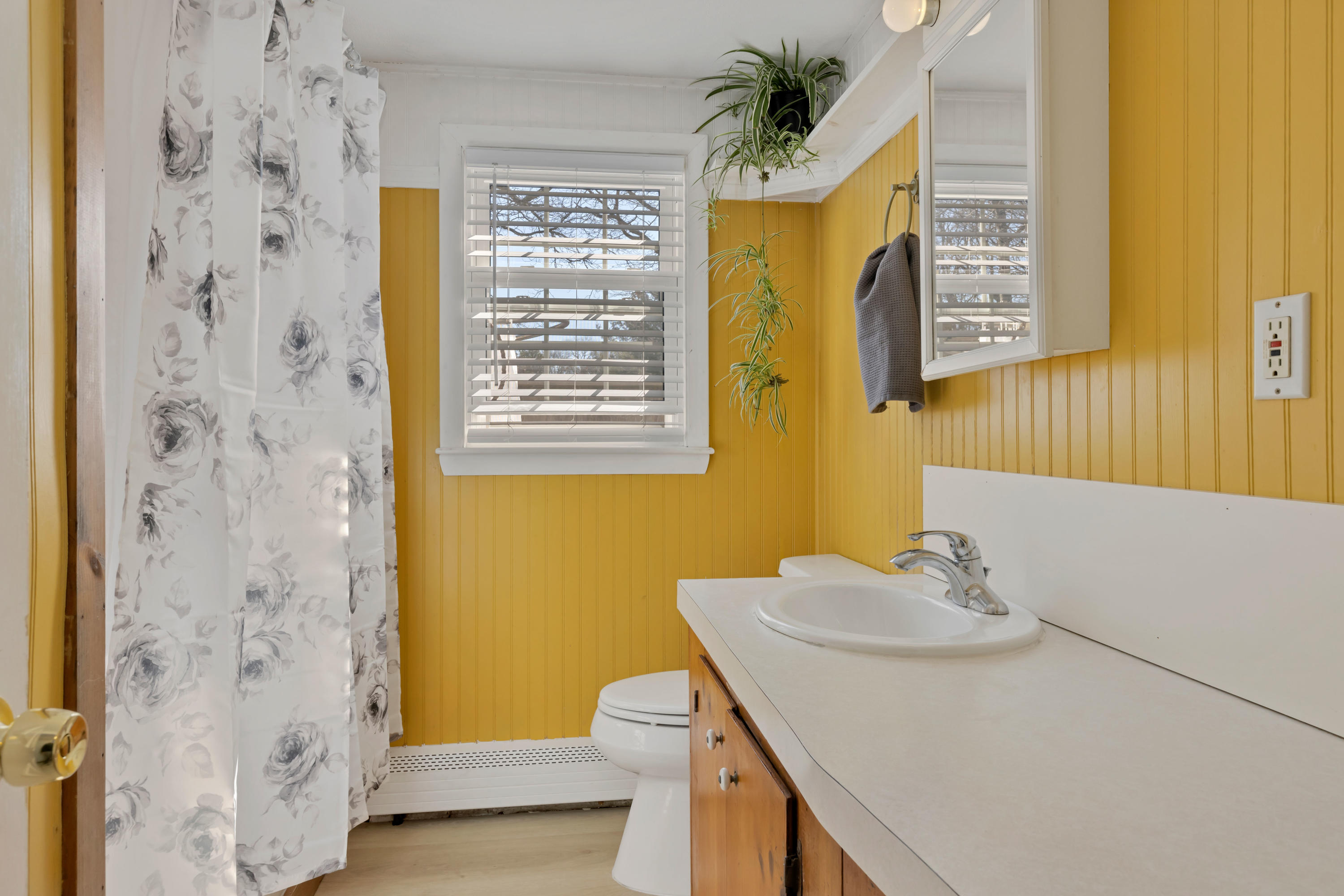 110 Kelley Road Hyannis, MA 02601 - Photo 23 of 49 a bathroom with a sink a mirror and a shower curtain