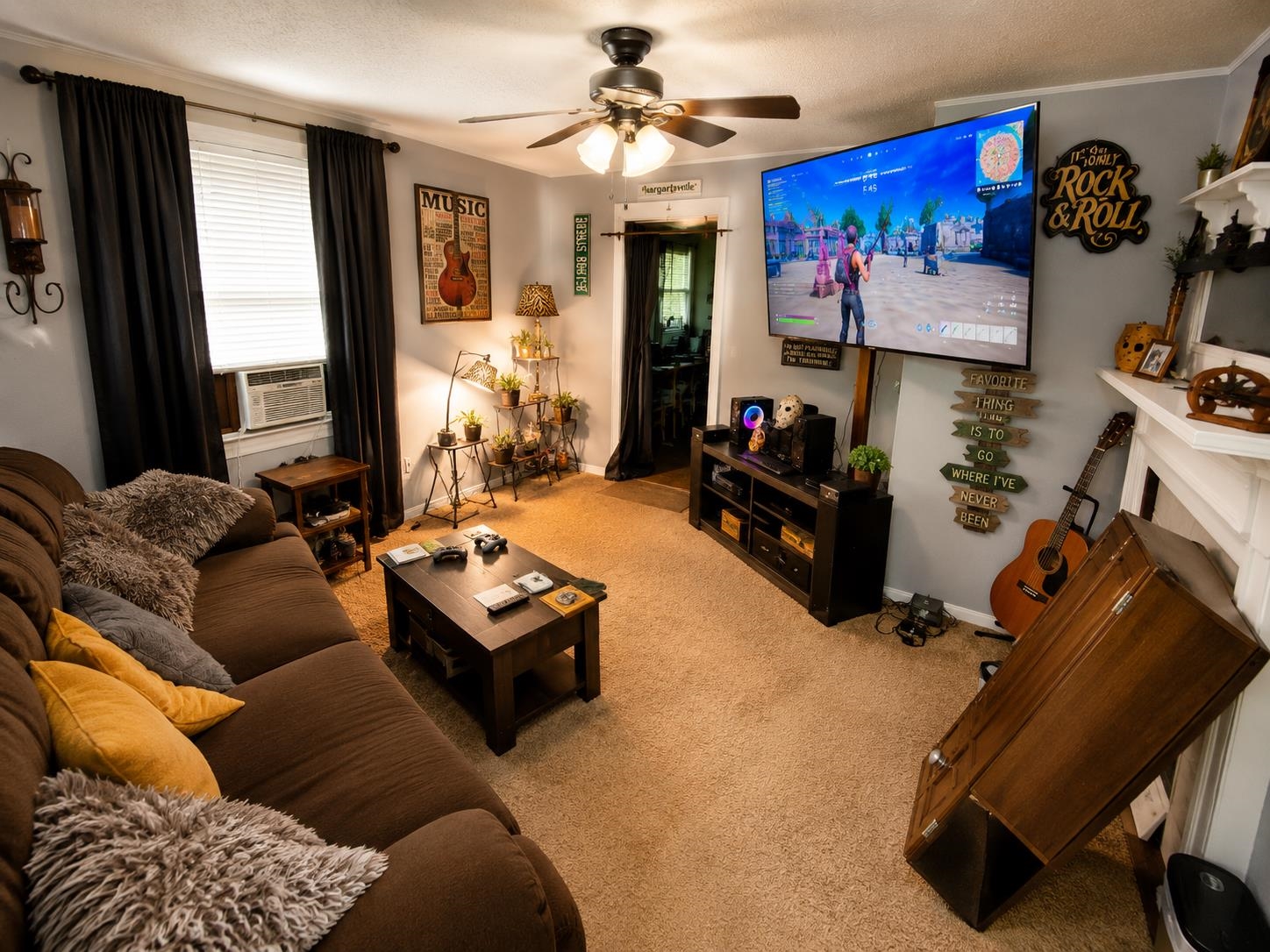 7503 Walsh Road Millington, TN 38053 - Photo 12 of 26 Living room featuring light-colored carpet flooring, light gray walls, and a ceiling fan with integrated lighting