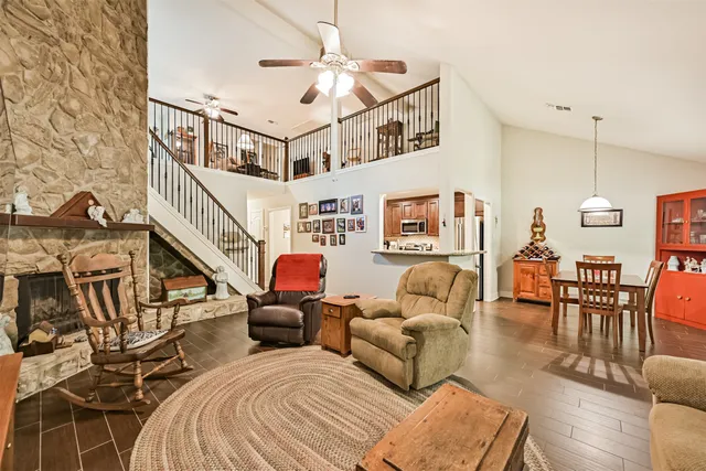 a living room with furniture