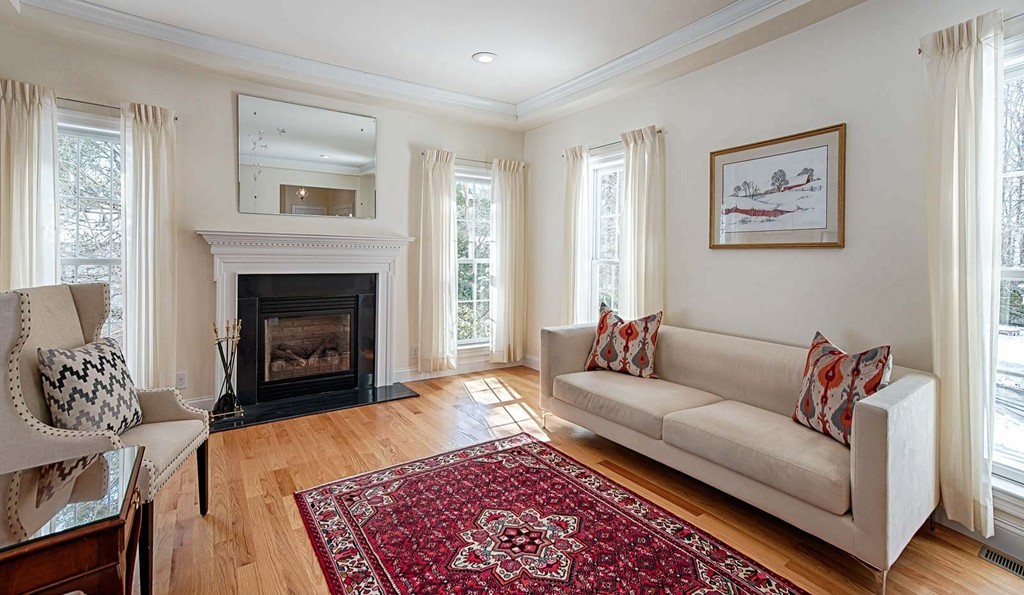 3 Ballard Terrace Lexington, MA 02420 - Photo 5 of 24 a living room with furniture and a fireplace