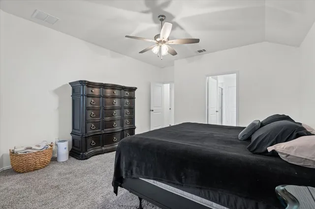 a bedroom with a bed and closet